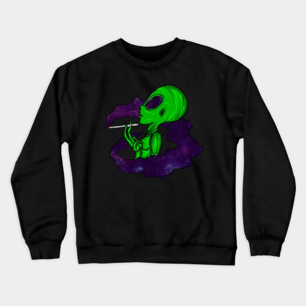 smoking alien Crewneck Sweatshirt by Amartwork